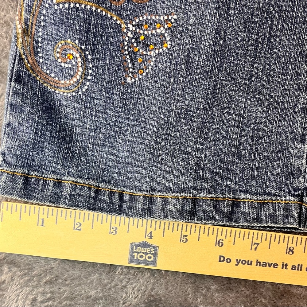 Mixit Embroidered Flare Jeans in Blue with Yellow Accents Size 6 - Picture 15 of 16